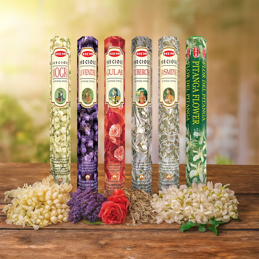 HEM Floral Collection Incense Stick combo pack of 6 (20 Sticks Each)